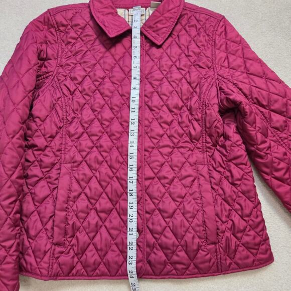 EUC LL Bean Women's M Quilted Lined Long Sleeve Snap Front Jacket Burgundy - Picture 15 of 16